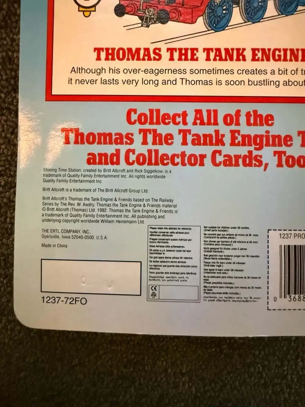 Vintage 1992 ERTL Shining Time Station Thomas The Tank Engine Die-Cast Metal Toy